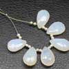White Chalcedony Faceted Pear Drops Briolette Total 6 Beads and Size 14-15mm approx. Chalcedony is a cryptocrystalline variety of quartz. Comes in many colors such as blue, pink, aqua. Also known to lower negative energy for healing purposes. 